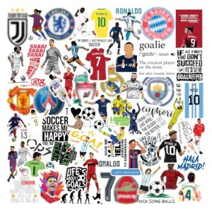 Pack Of 65 Football Soccer Stickers For Laptop, Planner, Diary, Waterproof Residue Free, self adhesive