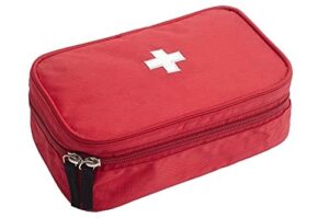 HomeStrap First Aid Kit Bag | Medicine Storage Box | Multi-Utility With Handle | Portable & Spacious Emergency Kit Organizer With Mesh Pouch & Elastic Loops | Perfect For Travel, Camping, Home, red