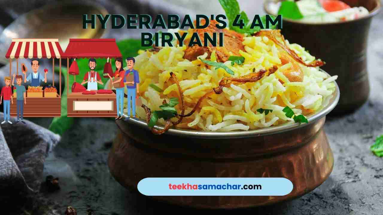 Hyderabad's Dawn Delight : 4 AM Biryani Stalls Draw Thousands in Madhapur