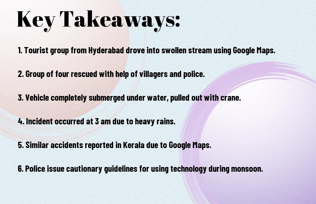 Hyderabad tourists' trip to Kerala turns harrowing as Google Maps directs them into a swollen stream. Read about their dramatic 3 AM rescue.