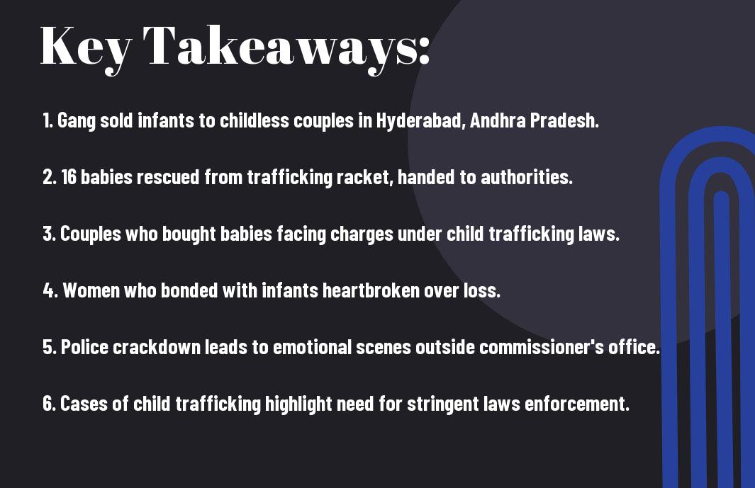 Discover the emotional turmoil as childless couples in Hyderabad are forced to return 'purchased' babies after a shocking trafficking racket is busted. Find out who will take care of the infants now.