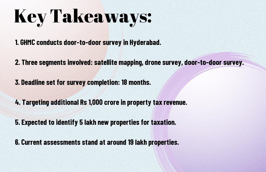 GHMC is set to commence a comprehensive door-to-door property survey in Hyderabad. Discover how this GIS-based survey aims to identify 4.5 lakh additional properties and generate Rs 1,000 crore in additional property tax.