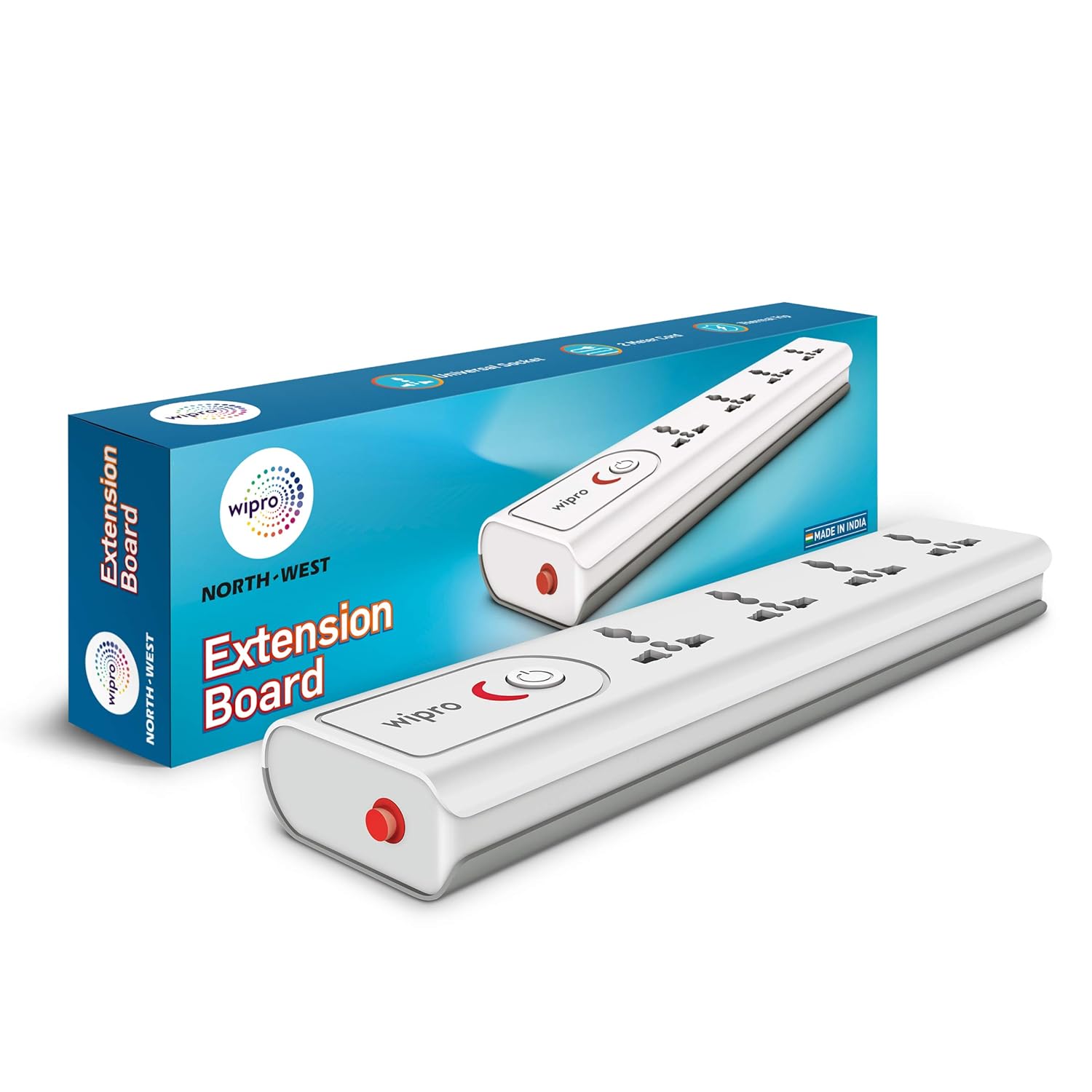 Tired of running out of power outlets? The Wipro Premium Extension Board with 4 universal sockets is your ultimate solution for home and office. Experience safety, convenience, and style in one sleek design.