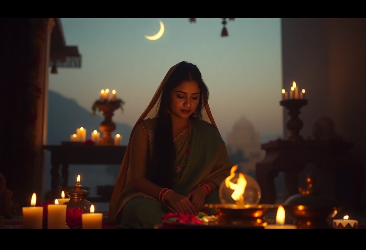 Experience our Karwa Chauth celebration from 3 AM rituals to moonrise festivities. Join us for a day filled with tradition, love, and joy.