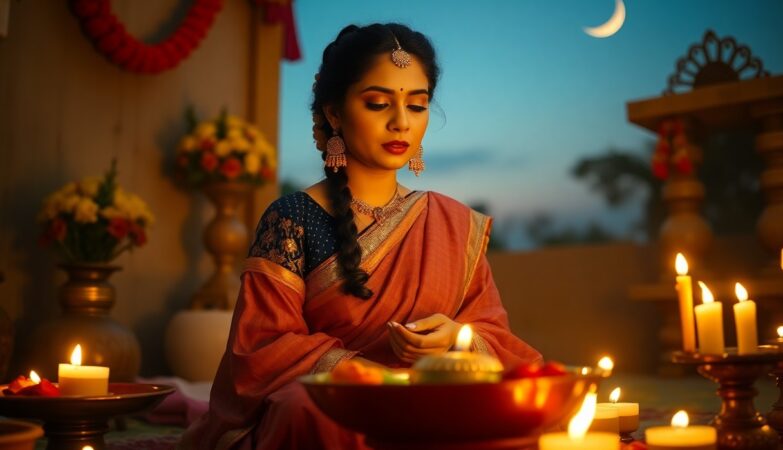 Experience our Karwa Chauth celebration from 3 AM rituals to moonrise festivities. Join us for a day filled with tradition, love, and joy.