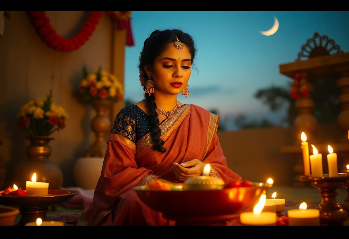 Experience our Karwa Chauth celebration from 3 AM rituals to moonrise festivities. Join us for a day filled with tradition, love, and joy.