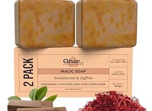 Discover the magic of Ghar Soaps Sandalwood & Saffron Magic Soaps. Handmade, paraben-free, and enriched with premium ingredients, these soaps promise glowing, radiant skin.