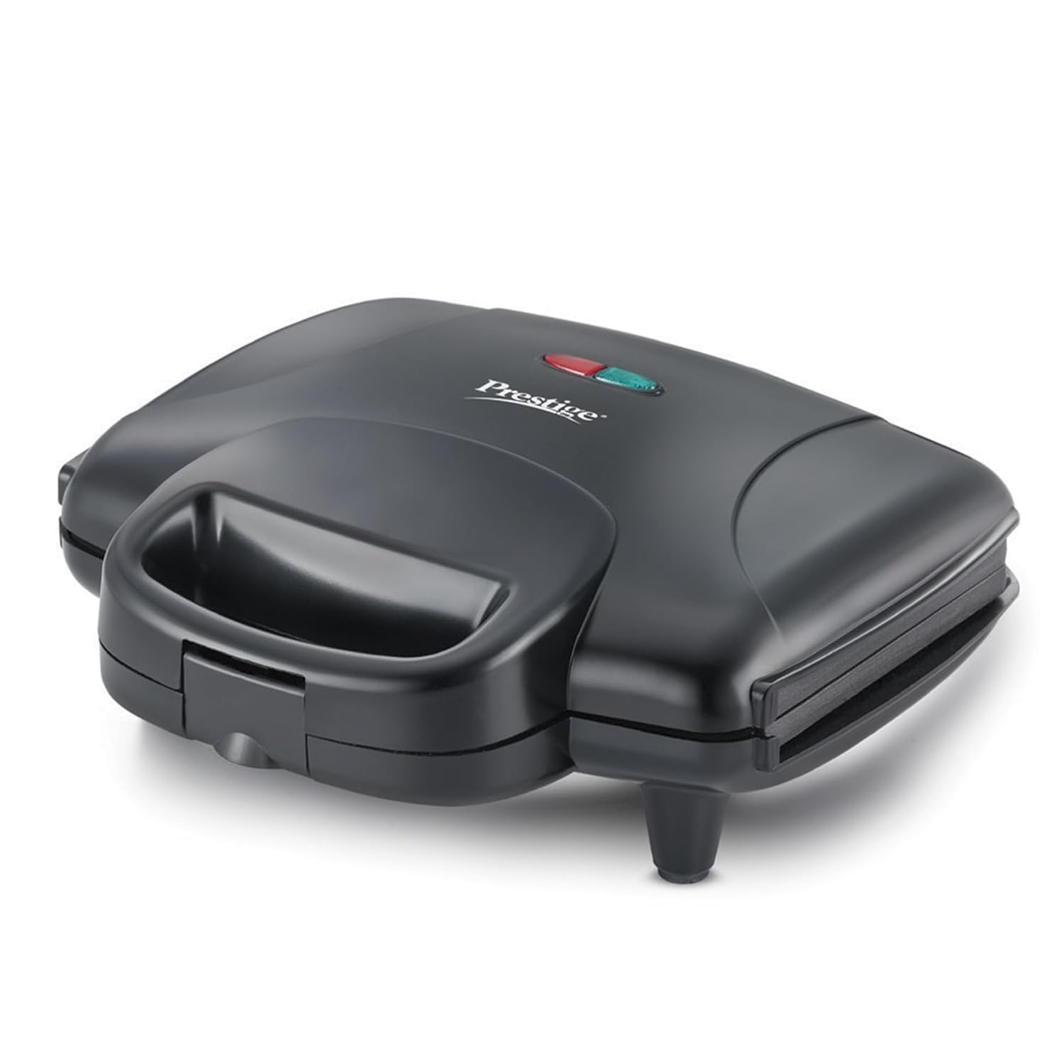 Discover the Prestige 800W Sandwich Maker, featuring a heat-resistant Bakelite body, non-stick coating, and German technology for oil-free toasting. Perfect for quick, delicious meals!